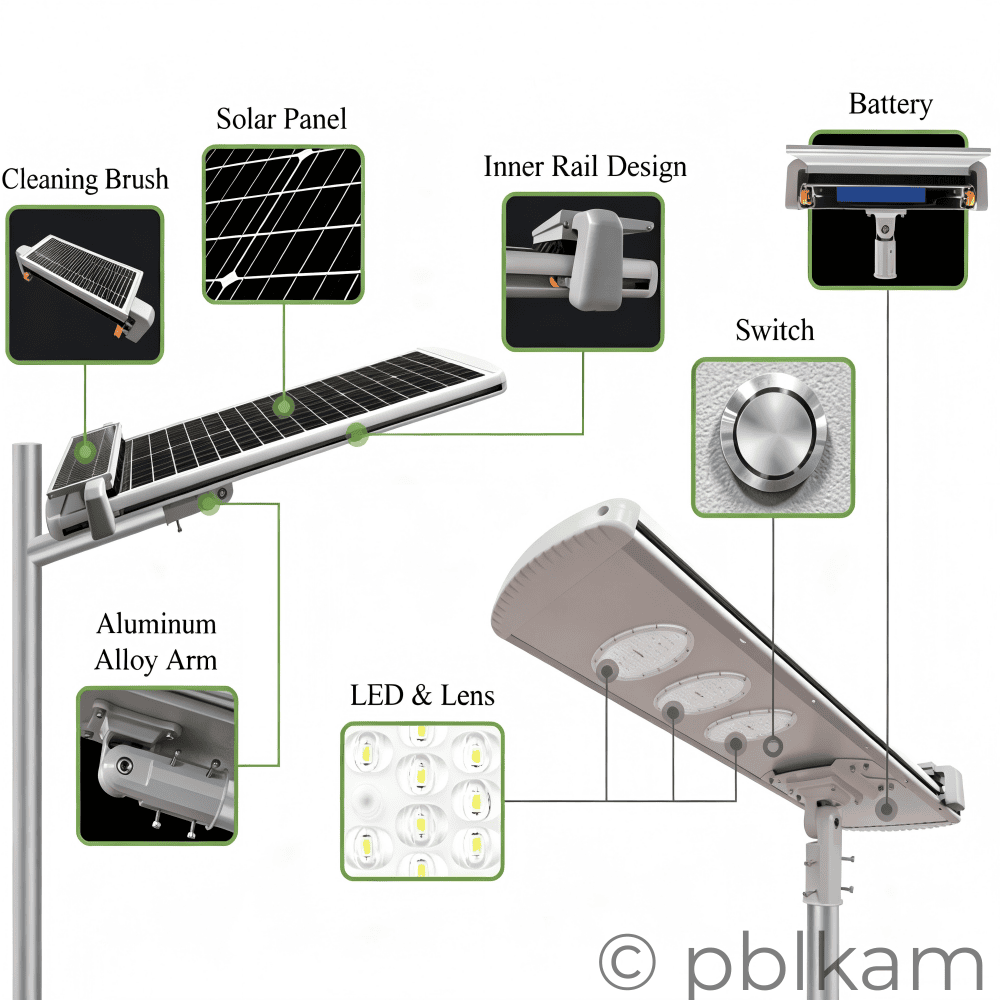 AL - Auto Clean40 Series Solar Street Light with Auto - Cleaning System - Ricon Lighting