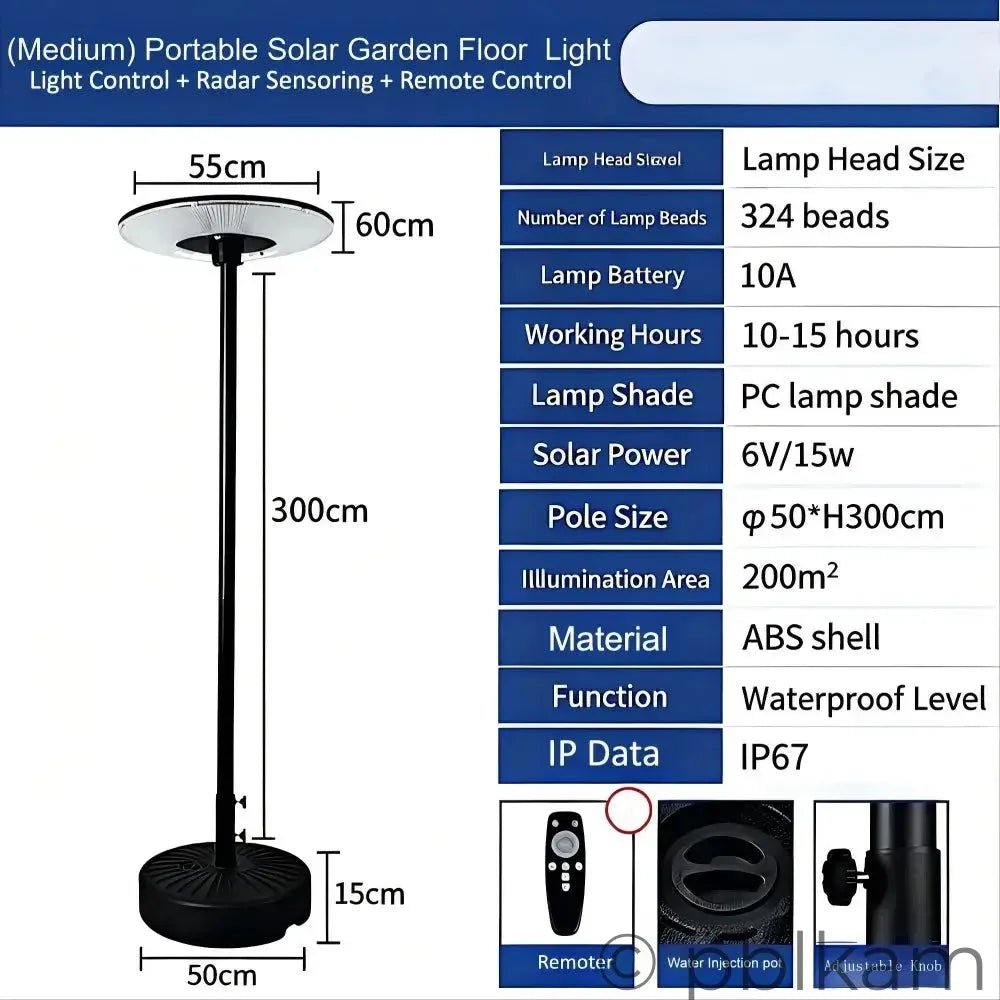 Solar UFO Garden Floor Light - Medium | Portable Outdoor Patio Lamp | Radar Sensor IP67 - Ricon Lighting