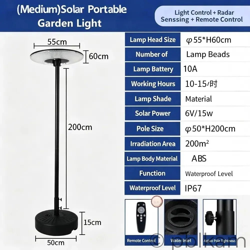 Solar UFO Garden Floor Light - Medium | Portable Outdoor Patio Lamp | Radar Sensor IP67 - Ricon Lighting