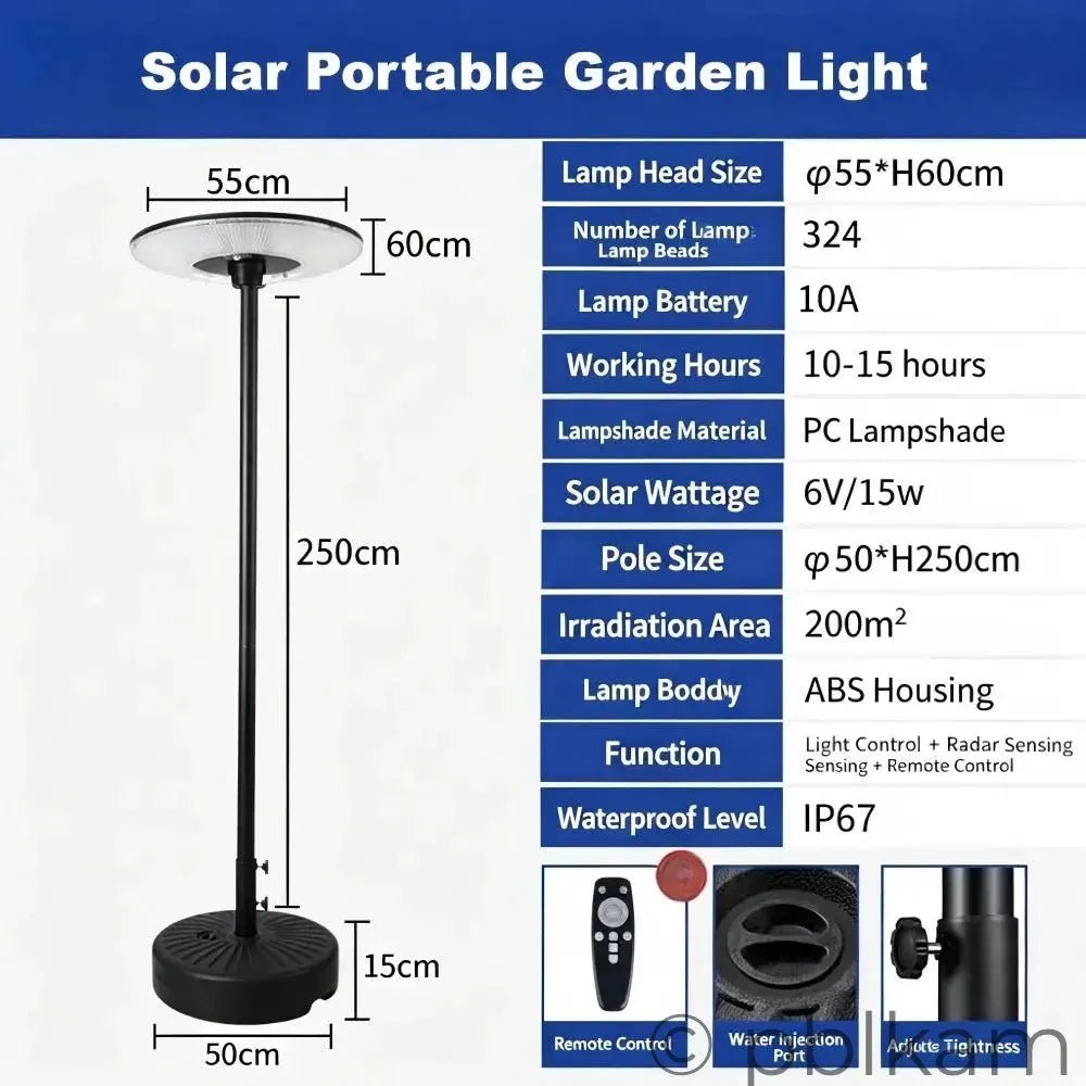 Solar UFO Garden Floor Light - Medium | Portable Outdoor Patio Lamp | Radar Sensor IP67 - Ricon Lighting