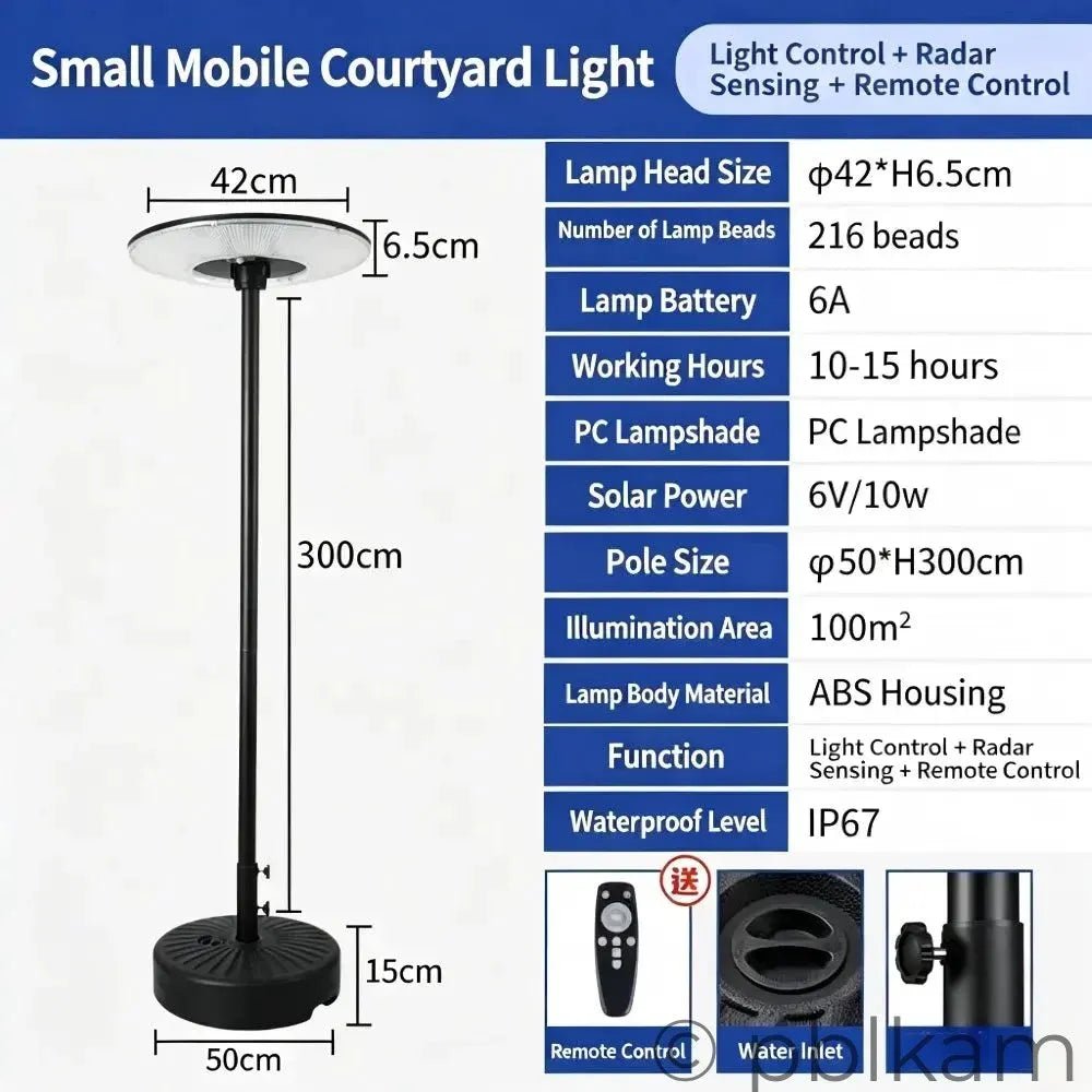 Solar UFO Garden Floor Light - Small | Portable Outdoor Patio Lamp | Radar Sensor IP67 - Ricon Lighting