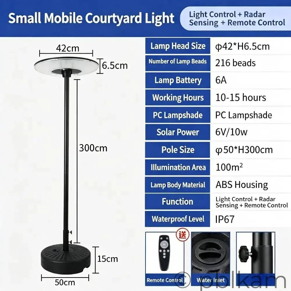 Solar UFO Garden Floor Light - Large | Portable Outdoor Patio Lamp | Radar Sensor IP67 - Ricon Lighting