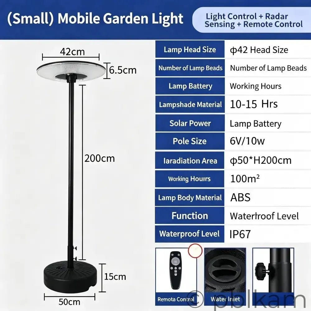 Solar UFO Garden Floor Light - Small | Portable Outdoor Patio Lamp | Radar Sensor IP67 - Ricon Lighting