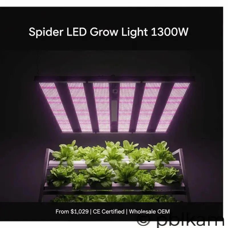 1300W Spider LED Grow Light | Full Spectrum 6 - Bar | 4x6ft Coverage | Dimmable - Ricon Lighting
